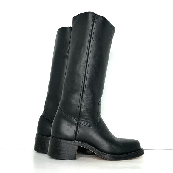 Frye 14L Campus Black Square Toe Pull On Riding Boots Women’s 6 Shoes - Picture 3 of 11